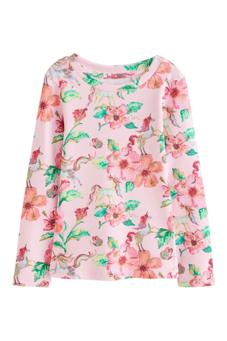 Kids' Floral Rib T-Shirt, Main, color, PINK
