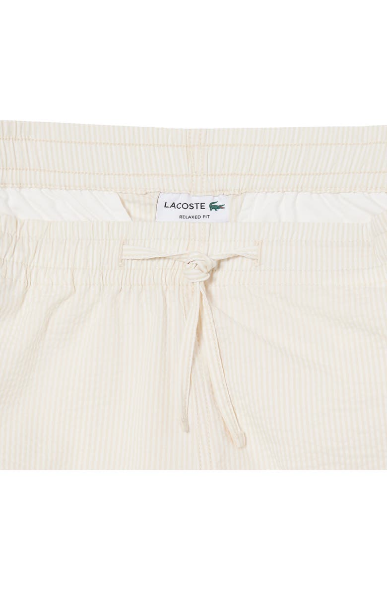 Lacoste Pinstripe Cotton Blend Seersucker Drawstring Shorts, Alternate, color, Flour/ Naturel Clair