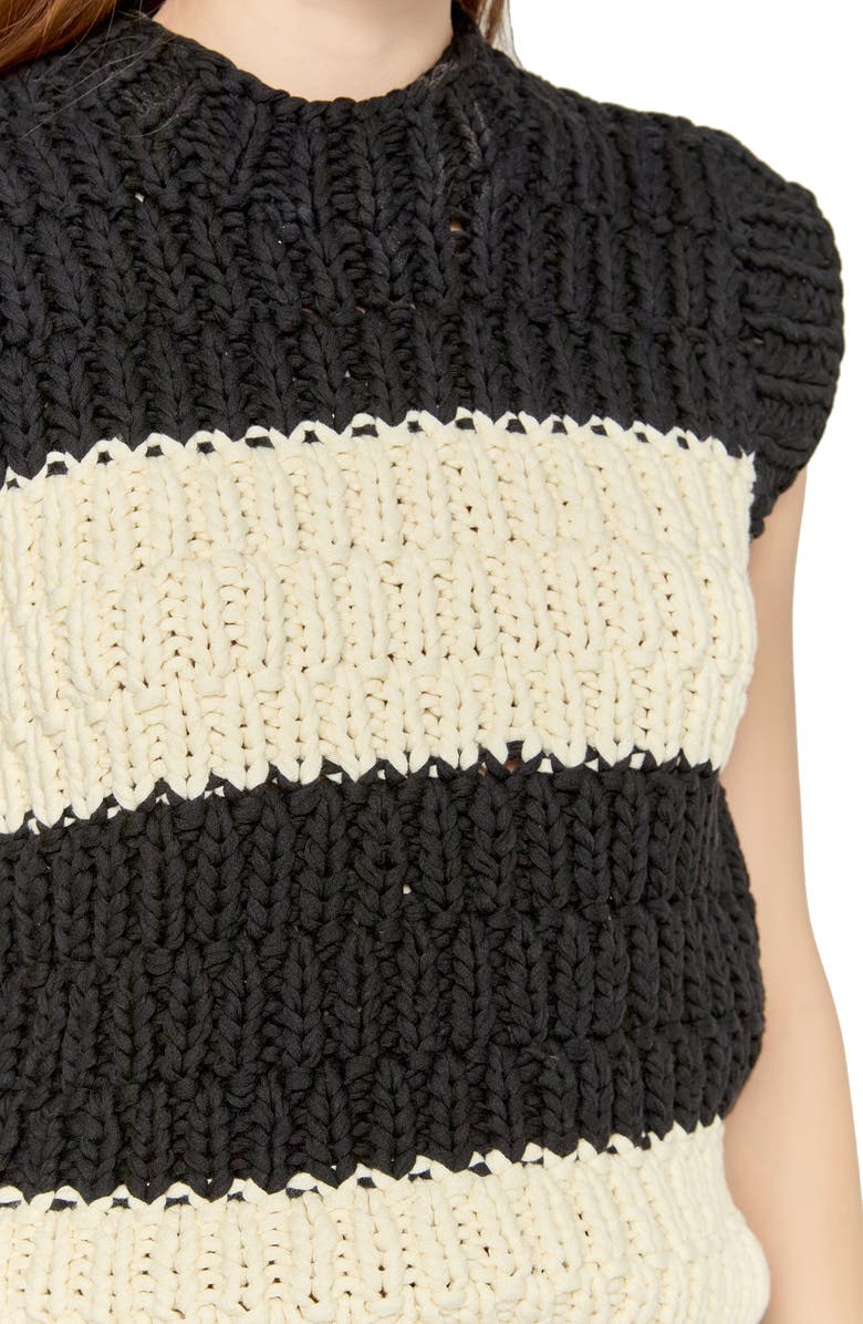 English Factory Chunky Stripe Sweater Vest, Alternate, color, Black/ Ivory