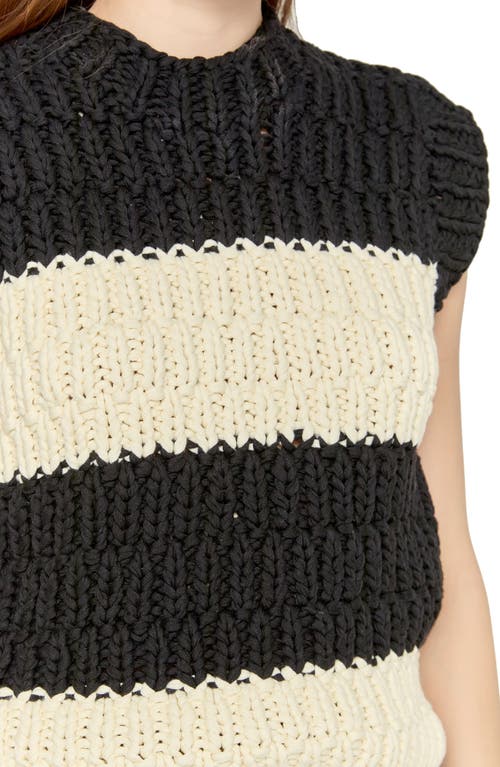 English Factory Chunky Stripe Sweater Vest In Black/ivory