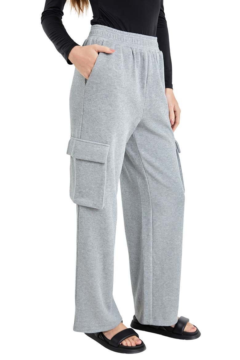 Stretch Cotton Knit Wide Leg Pants, Alternate, color, GREY