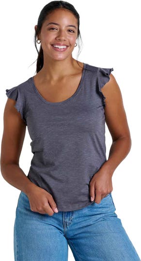(取寄) トードアンドコー レディース ルフリタ ティー Toad&Co women Rufflita Tee Jasper Rufflita Scoop Neck Ruffle Tee | Toad&Co