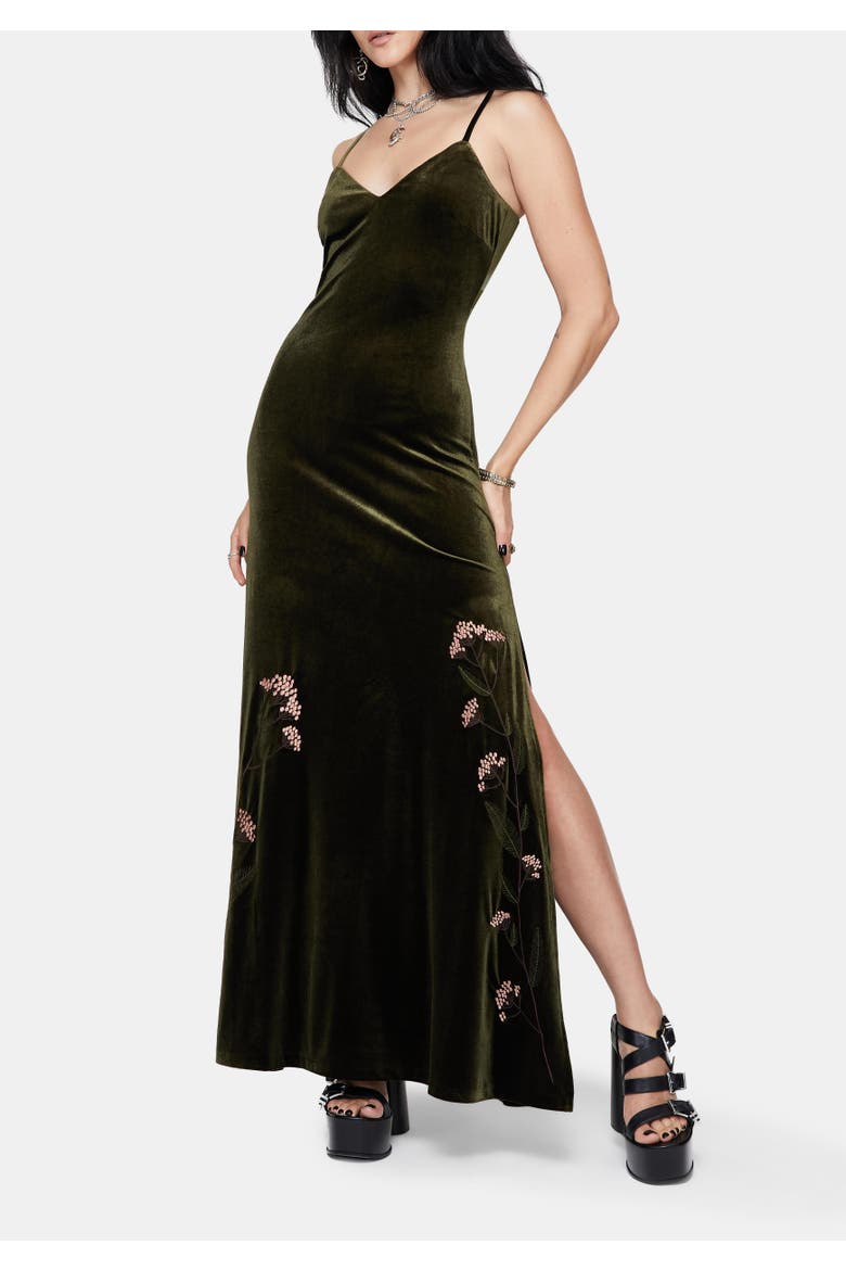 Sleeveless Maxi Slip Gown, Alternate, color, Green