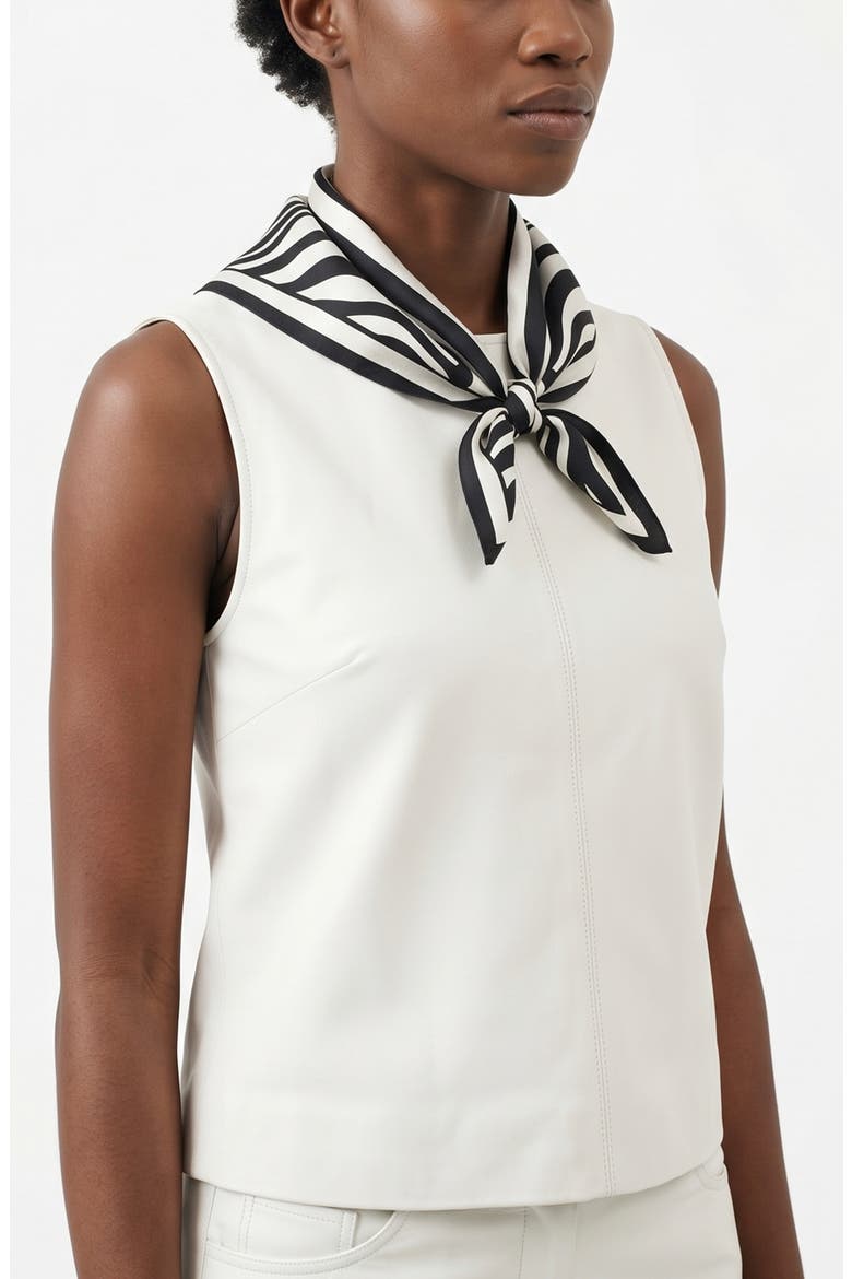 Zebra Wave Triangle Silk Scarf, Alternate, color, Black