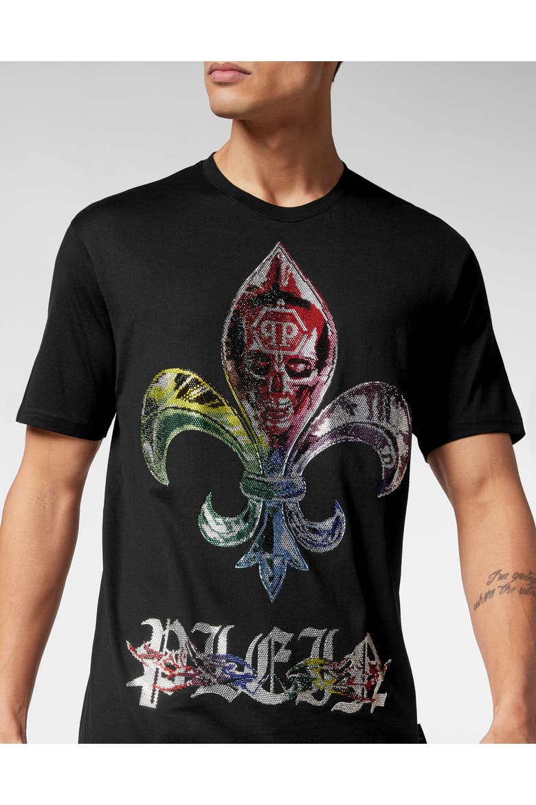 T-Shirt Round Neck Chrome Men, Alternate, color, black/multicolored