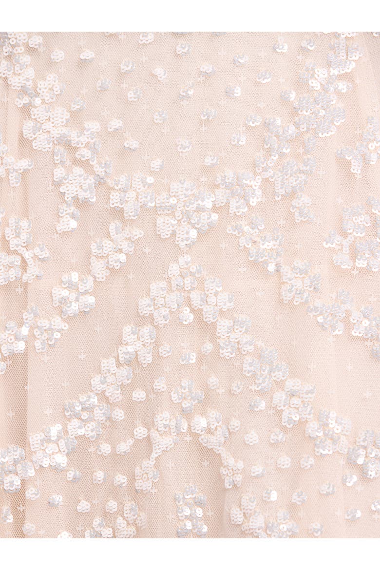 Isobel Sequin Ankle Gown, Alternate, color, Cream