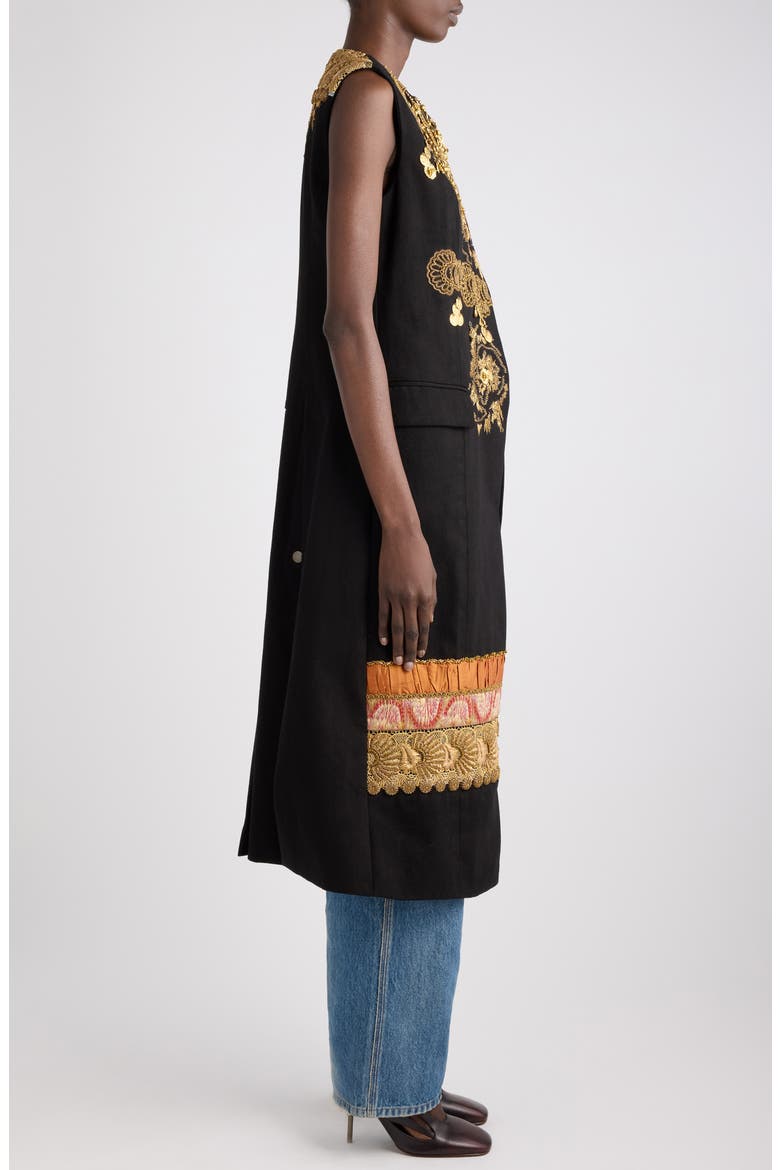 Genzel Embroidered Sleeveless Cotton Dress, Alternate, color, BLACK