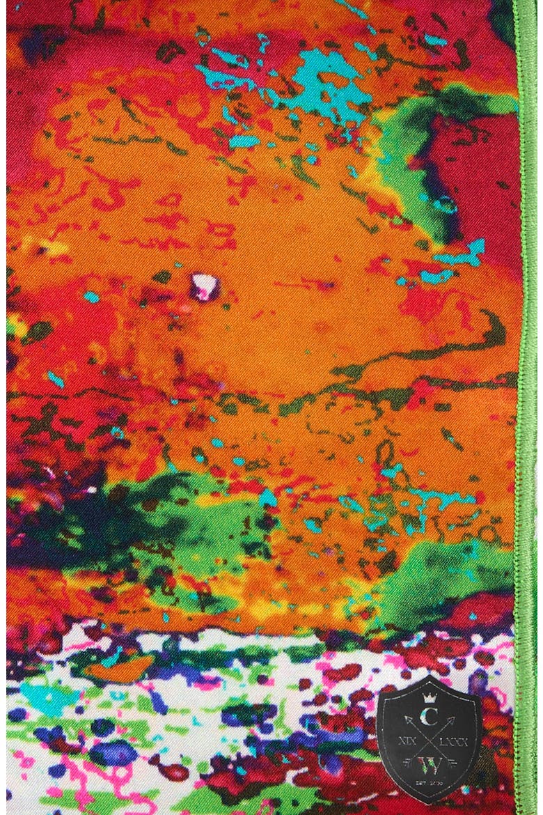 Multicolor Paint Splash Silk Pocket Square, Alternate, color, MULTI