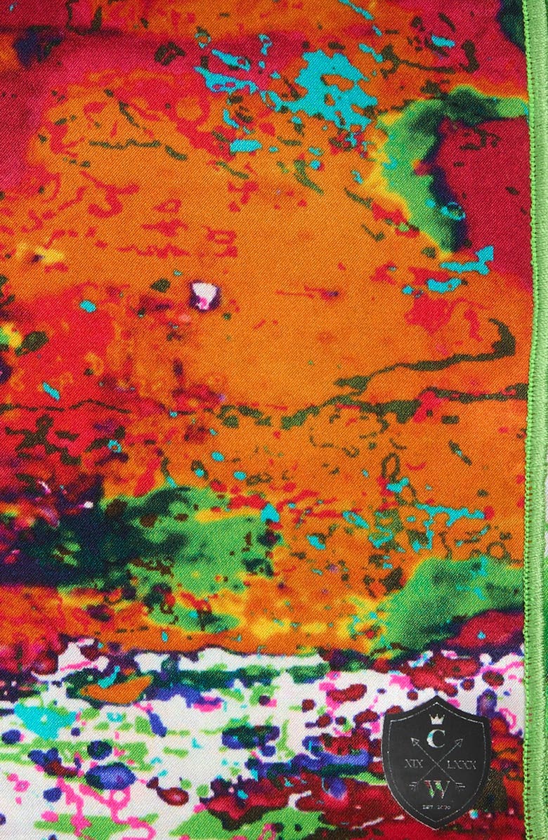 CLIFTON WILSON Multicolor Paint Splash Silk Pocket Square, Alternate, color, Multi