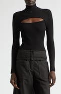 Courrèges Slash Mock Neck Rib Sweater