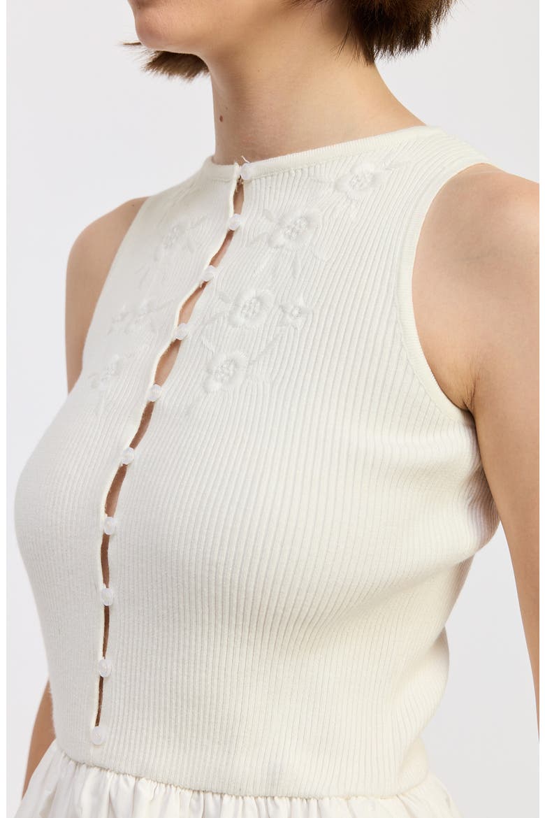 Candace Mixed Media Minidress, Alternate, color, WHITE