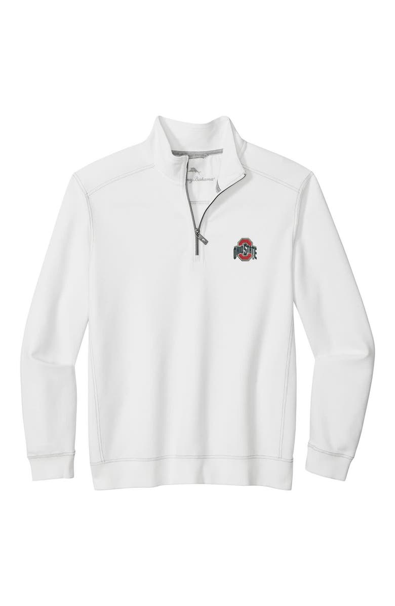 Tommy Bahama Men's Tommy Bahama White Ohio State Buckeyes Montego Bay Half-Zip Jacket, Alternate, color, White