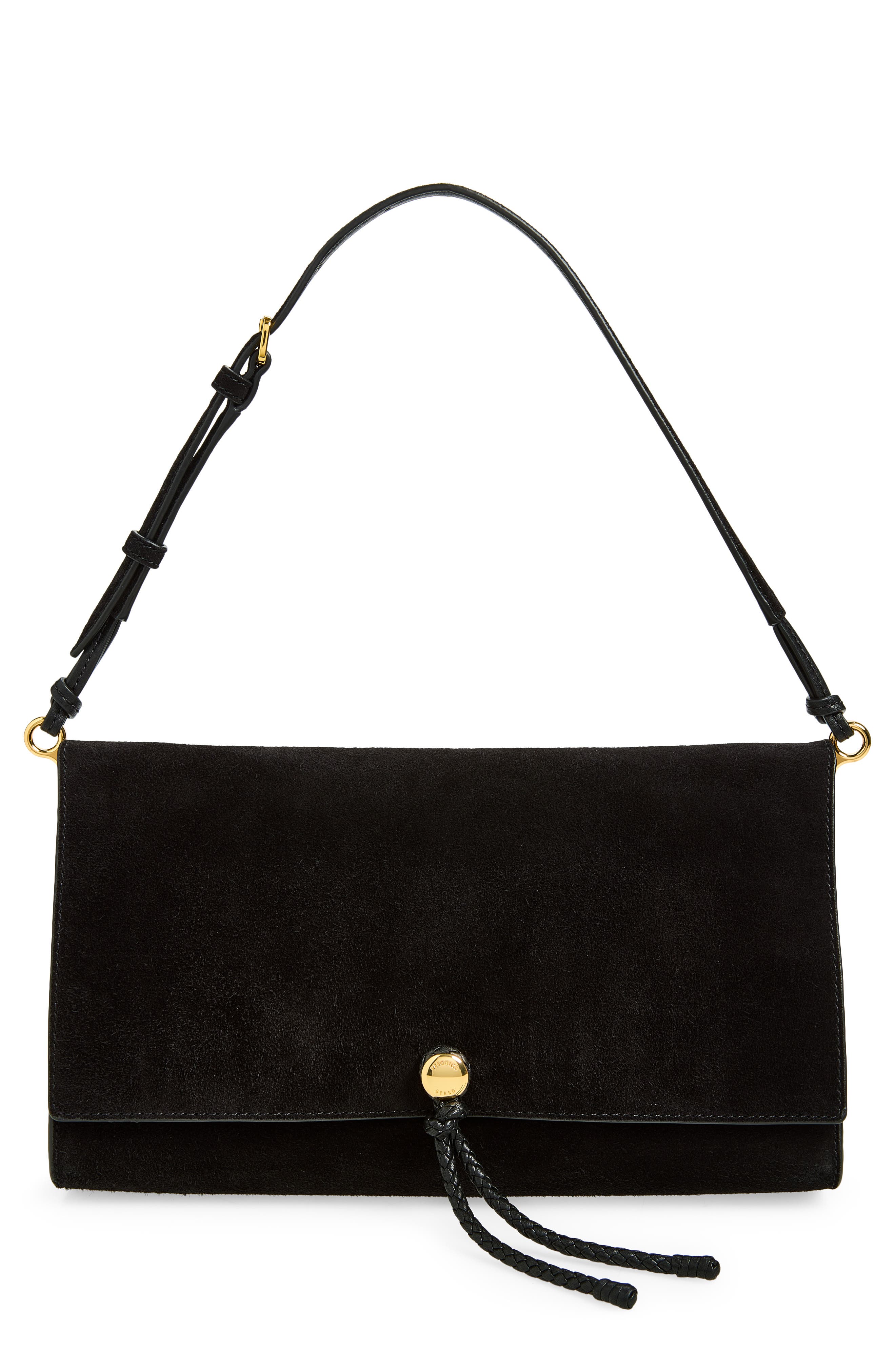Edit Suede Shoulder Bag, Main, color, BLACK