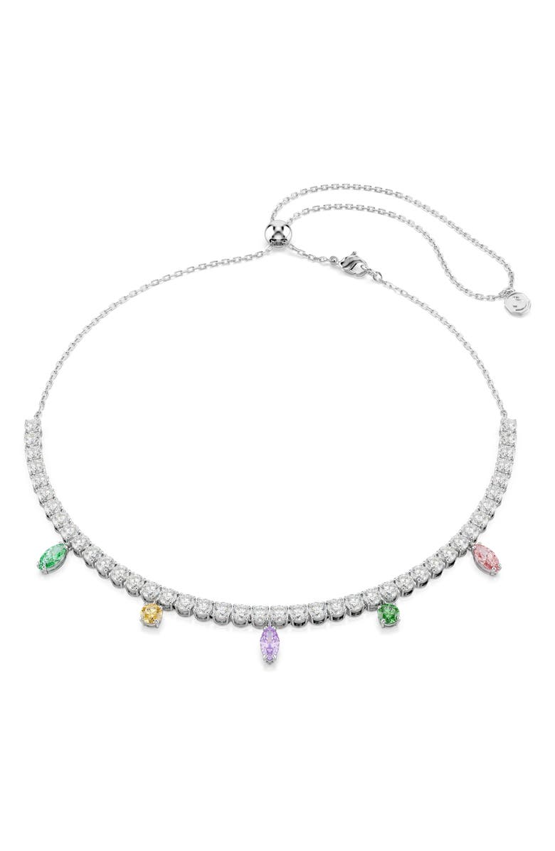 Swarovski x Ariana Grande Multicolor Crystal Charm Necklace, Main, color, Silver/ Multi