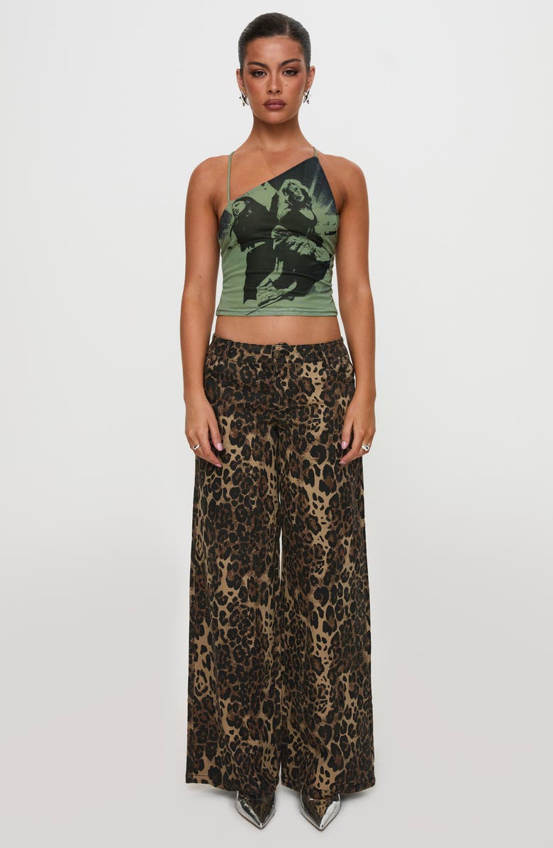 Princess Polly Miekie Asymmetric Graphic Camisole, Alternate, color, Green