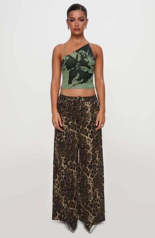 Princess Polly Miekie Asymmetric Graphic Camisole In Green