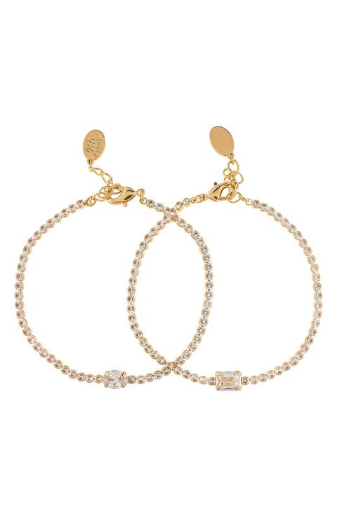 Set of 2 Cubic Zirconia Tennis Bracelets