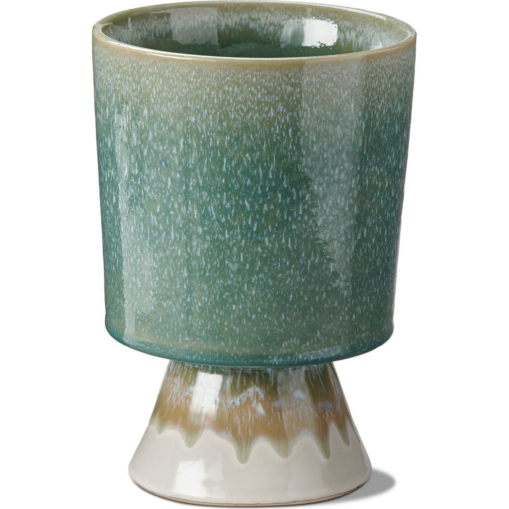 Tag Large Reactive Glazed Green Pedestal Planter For 6 Inch Pot In Green