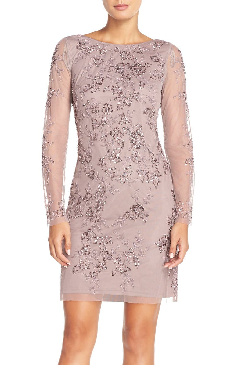 Adrianna Papell Embellished Tulle Sheath Dress, Main, color,