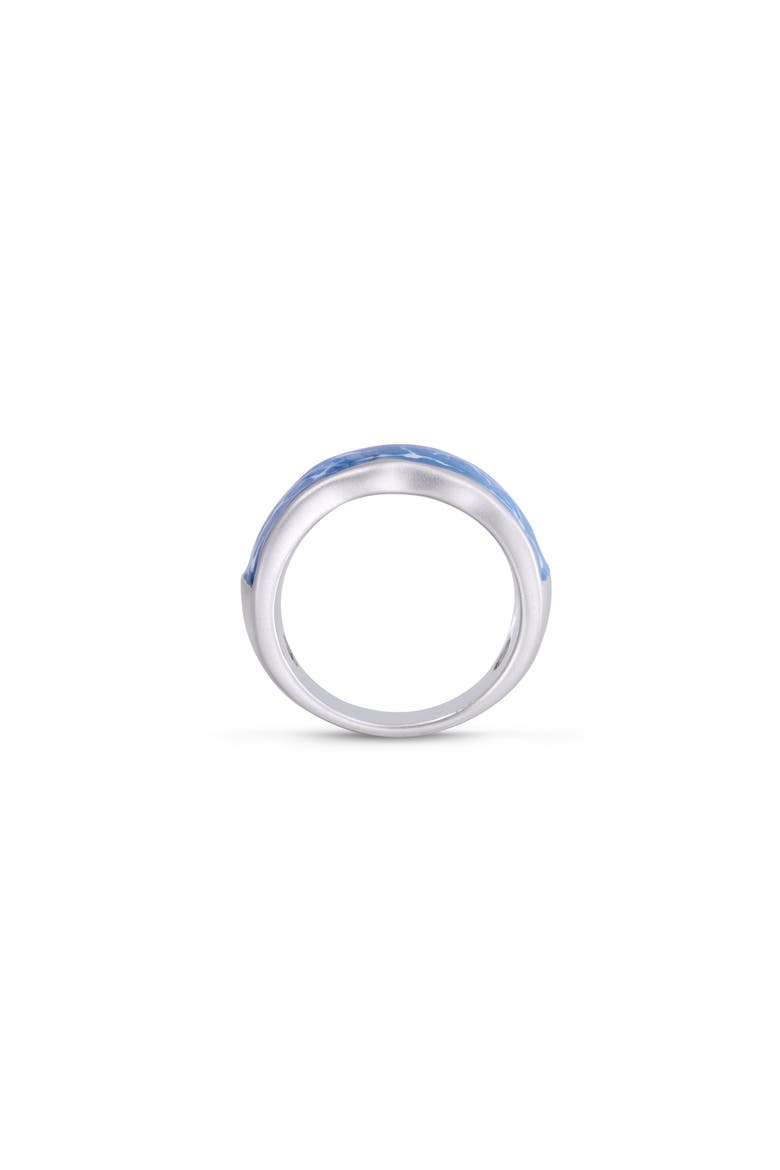 Ocean Waves Sterling Silver & Enamel Band Men Ring, Alternate, color, Silver