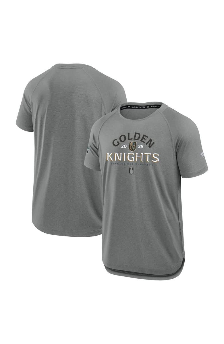 FANATICS Men's Fanatics Heather Gray Vegas Golden Knights 2025 Stanley Cup Playoffs Authentic Pro Rink Performance T-Shirt, Alternate, color, 