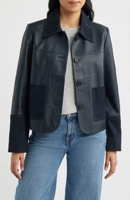 Bernardo Short Mixed Media Leather Jacket
