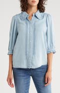 Democracy Three-Quarter Sleeve Ruffle Button-Up Shirt