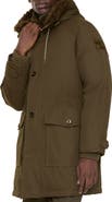 Burberry Shearling Trim Gabardine Parka