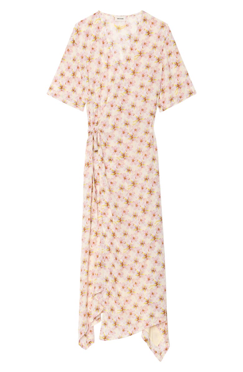Zadig & Voltaire Reforme Mirror Flowers Crepe Wrap Dress, Alternate, color, Pear