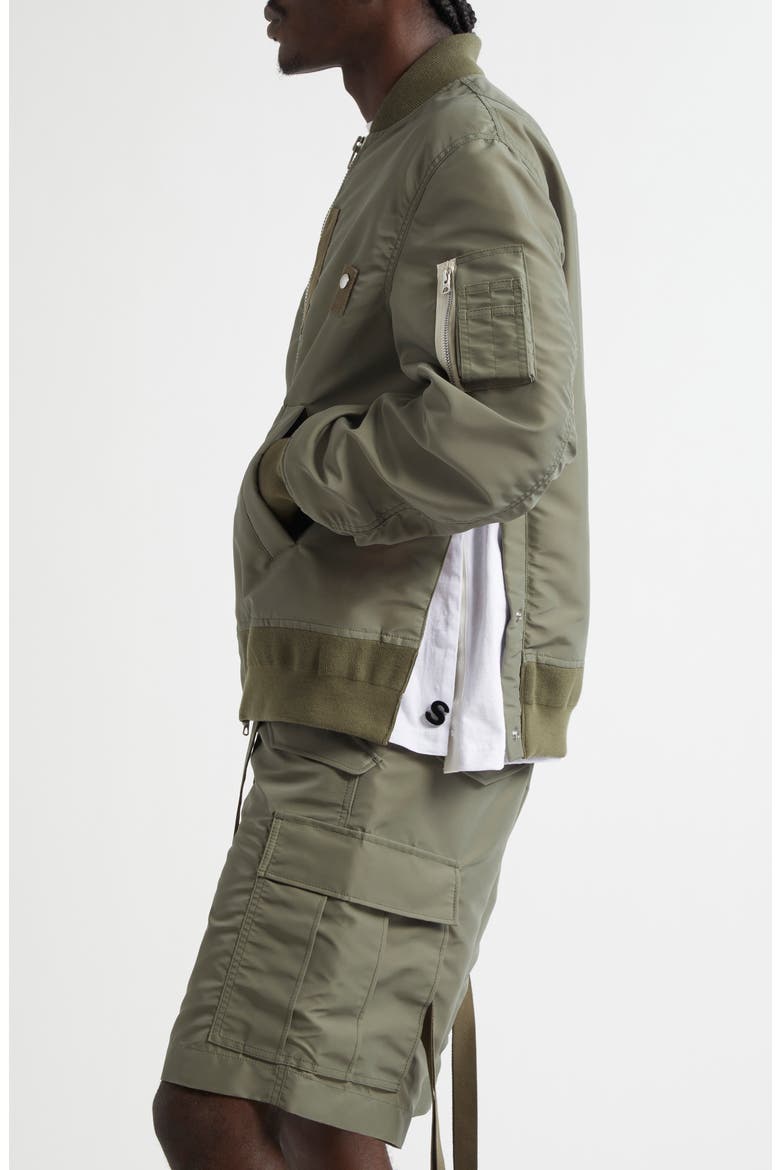 Nylon Twill Bomber Jacket, Alternate, color, KHAKI 501