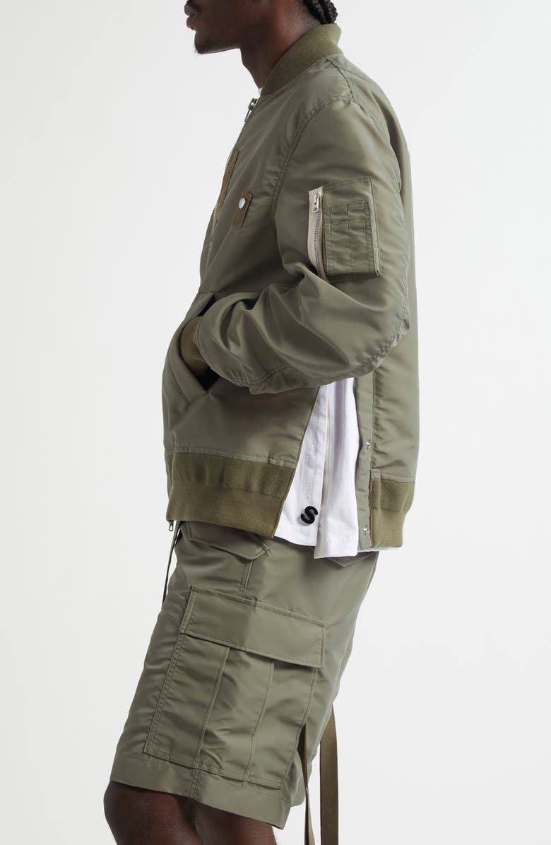 Sacai Nylon Twill Bomber Jacket, Alternate, color, Khaki 501