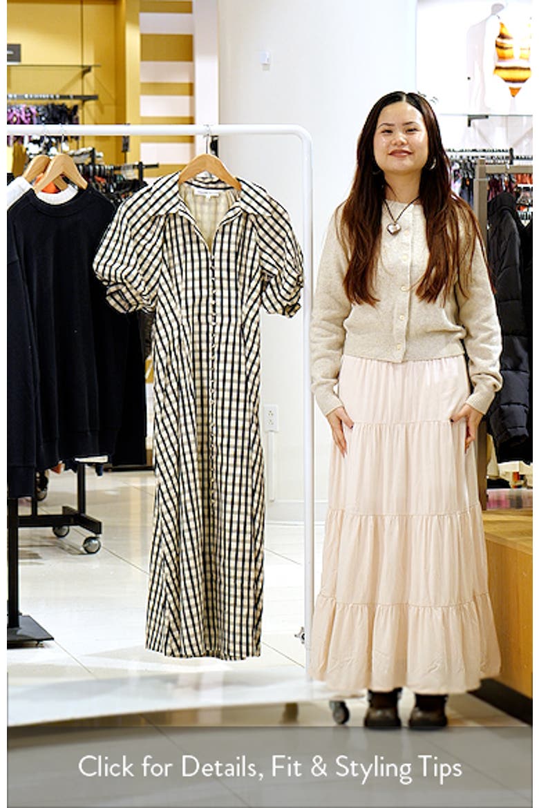 Gingham Puff Sleeve Midi Shirtdress video