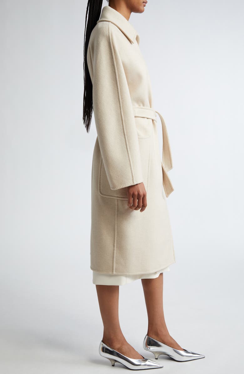 Max Mara Agosto Double Breasted Virgin Wool Coat, Alternate, color, Beige