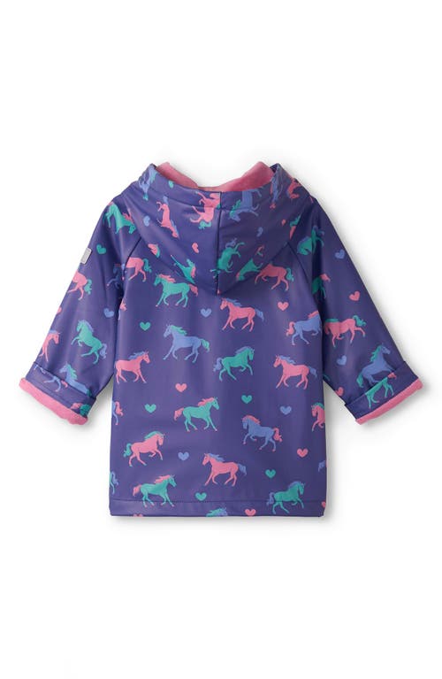 Hatley Horses & Hearts Waterproof Raincoat In Blue