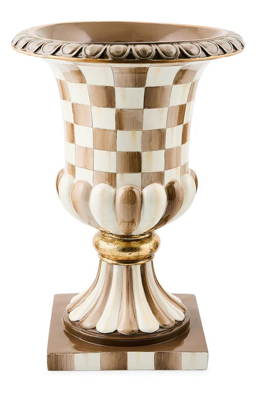 Mackenzie-childs Mackenzie Childs Mocha Check Tabletop Pedestal In Brown
