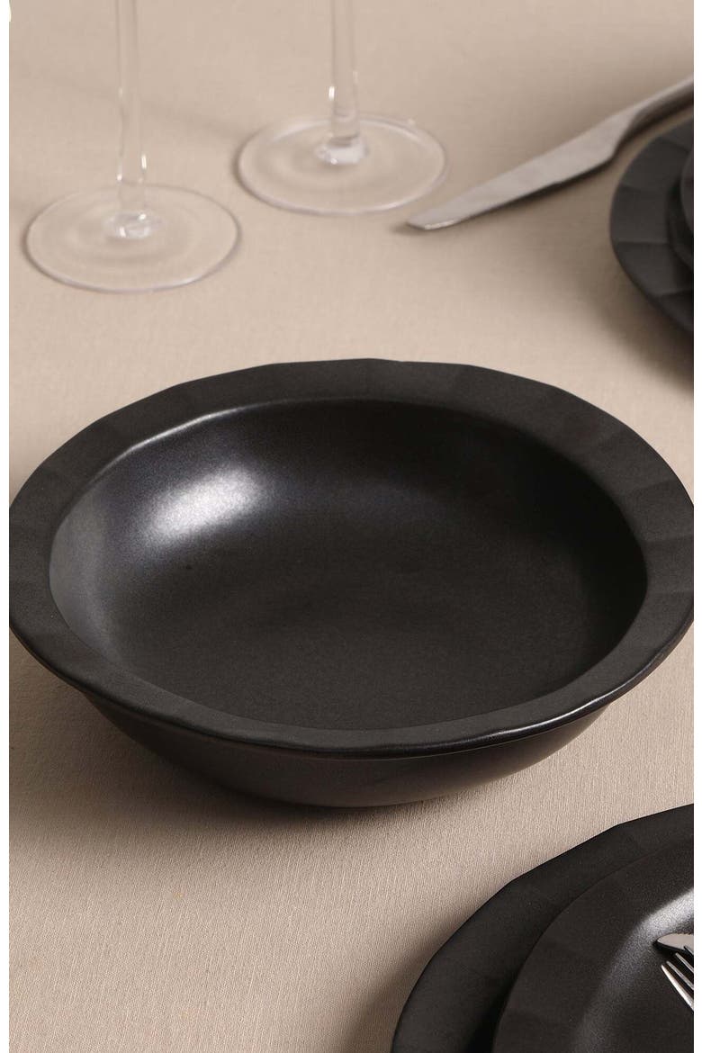 Oasis Stoneware 4-Piece Pasta Bowl Set, Alternate, color, Black