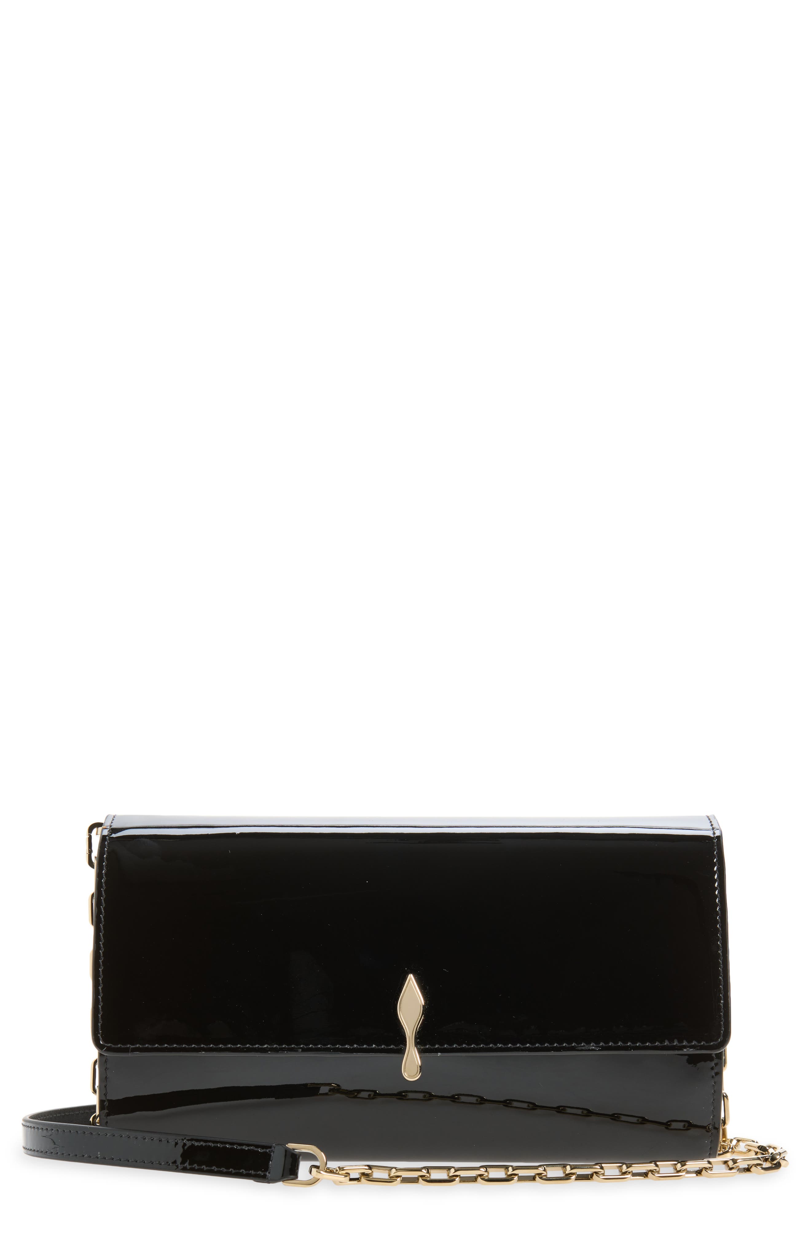 Bettina Patent Leather Wallet on a Chain, Main, color, BK01 BLACK
