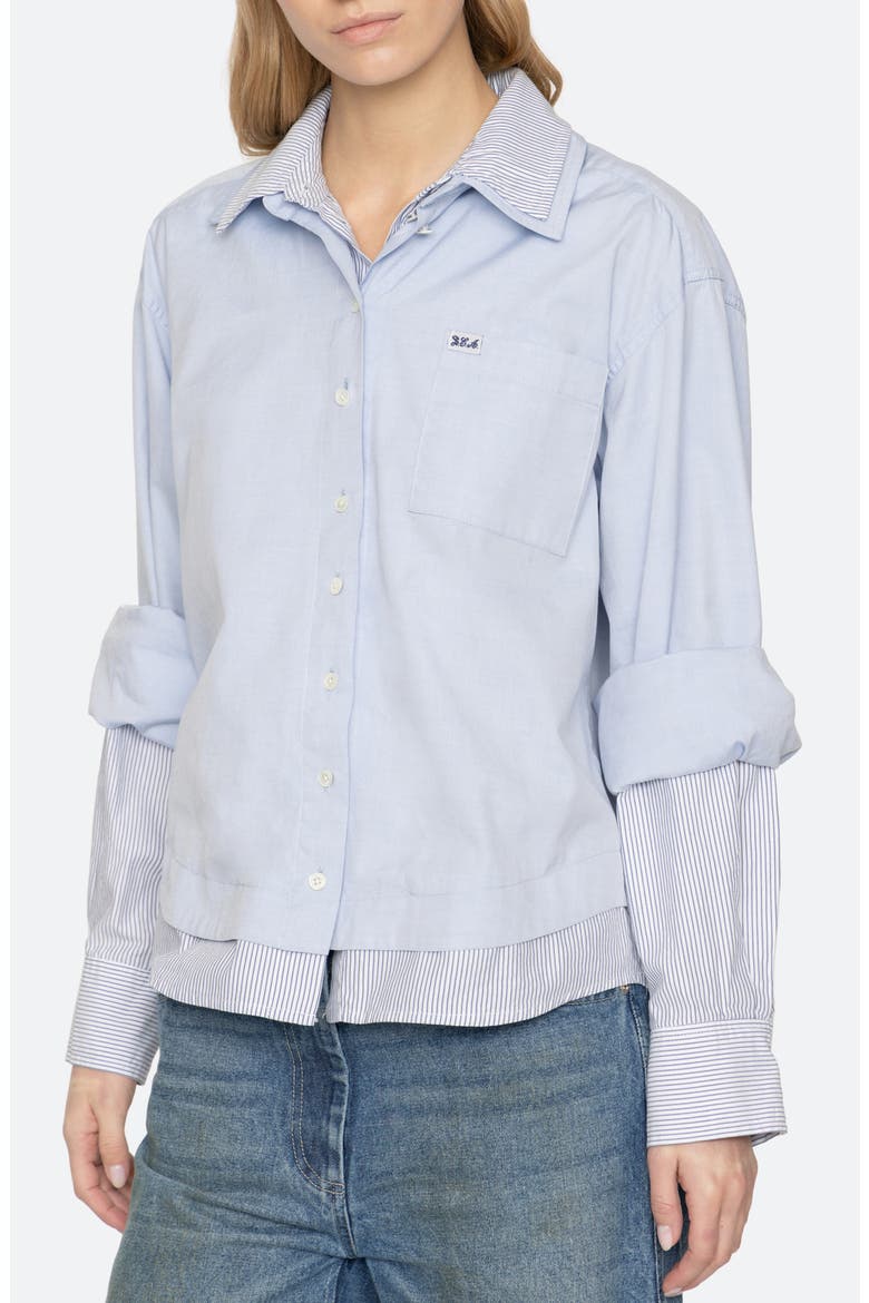 Zayna Double-Layer Cotton Shirt, Alternate, color, BLUE