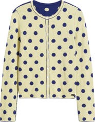 Damson Madder Tabitha Polka Dot Reversible Merino Wool Cardigan