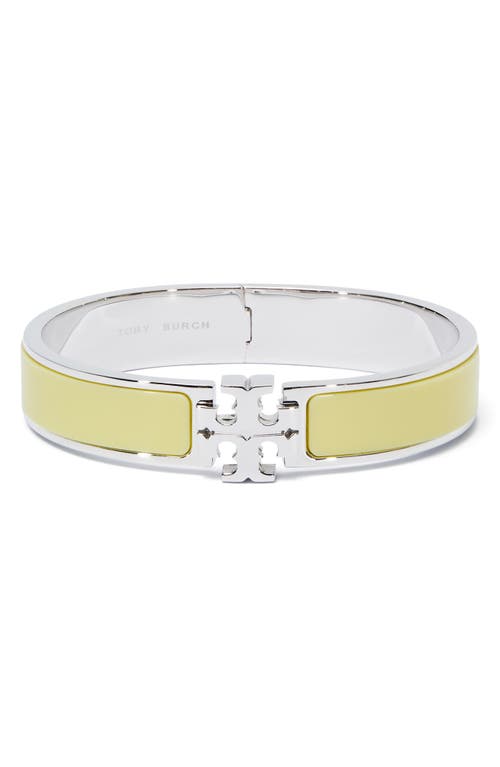 Tory Burch Kira Enamel Hinge Bracelet In Tory Silver/lemon Zest