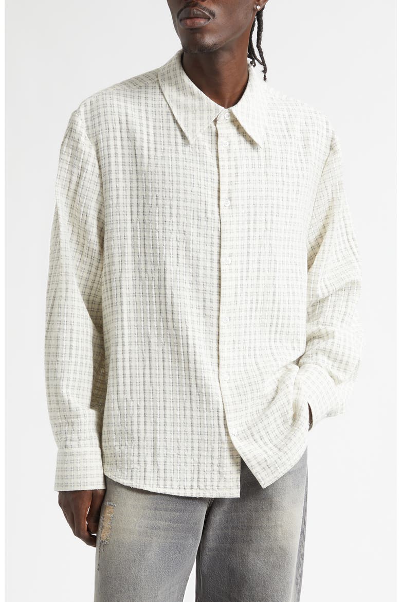 Wes Check Cotton Seersucker Button-Up Shirt, Main, color, SUBTLE BEIGE CHECK