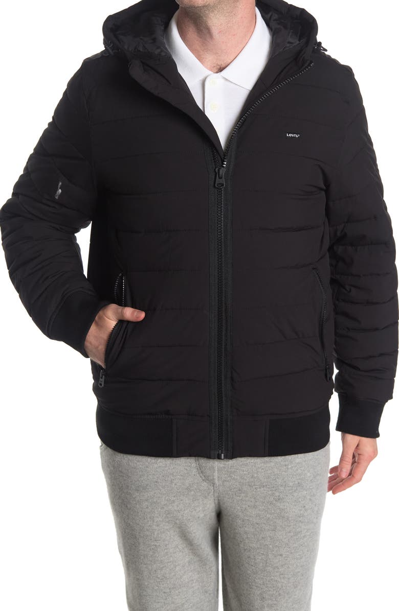 Levi's<sup>®</sup> LEVI'S Quilted Hooded Bomber Jacket, Main, color, 