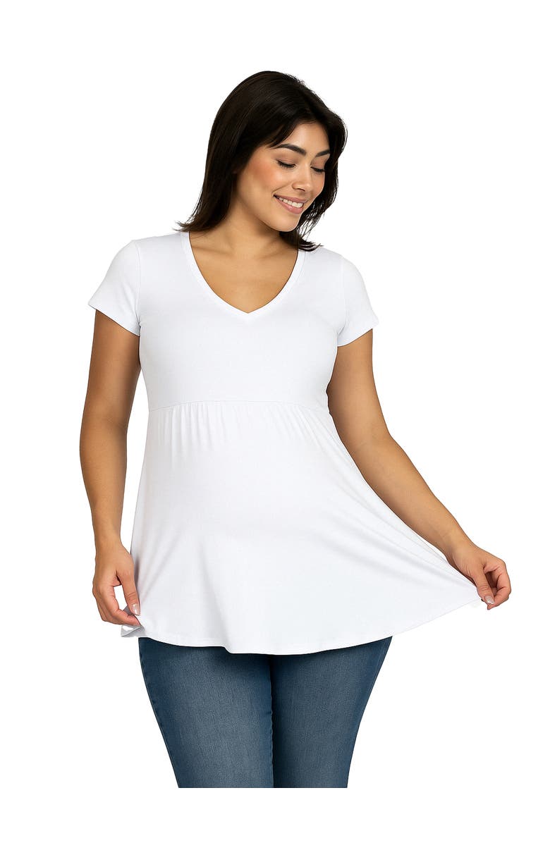 24seven Comfort Apparel Maternity Short Sleeve Flared Tunic Top, Main, color, White
