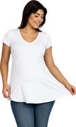 24seven Comfort Apparel Maternity Short Sleeve Flared Tunic Top