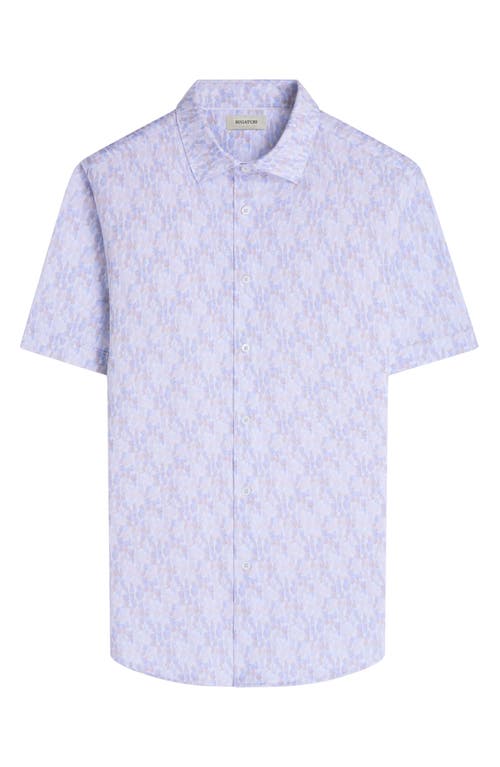 Bugatchi Miles Ooohcotton® Pineapple Print Short Sleeve Button-up Shirt In Sky