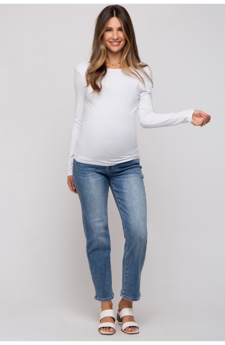 PinkBlush Straight Crop Maternity Jeans, Alternate, color, Blue