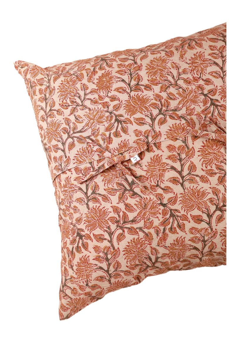 Autumn Grove Kalamkari Handcrafted Pillow - Cover, Alternate, color, Multi-colored Foral Pattern