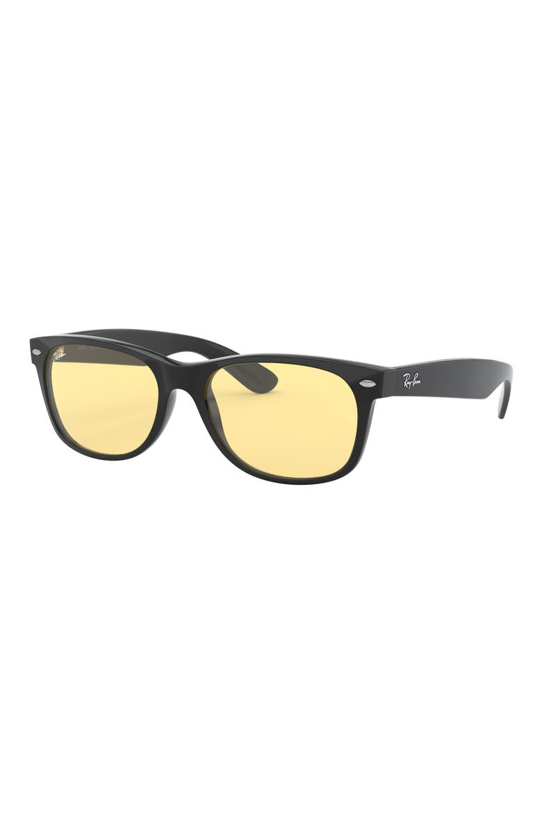 New Wayfarer 55mm Rectangular Sunglasses, Alternate, color, BLACK / YELLOW