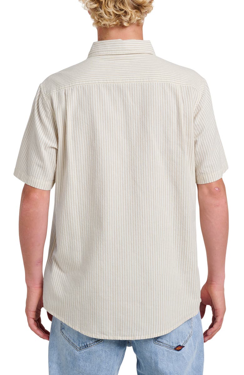 Quiksilver Oxford Stripe Classic Short Sleeve Button-Up Shirt, Alternate, color, Moonstruck