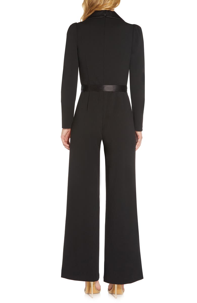 Adrianna Papell Satin Crepe Tuxedo Jumpsuit, Alternate, color, 